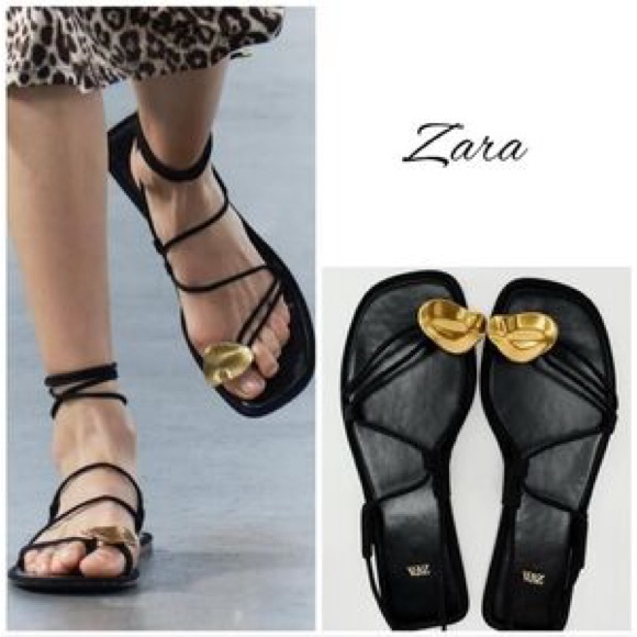 Lace Up Sandals with Gold Accent - Picture 5 of 6